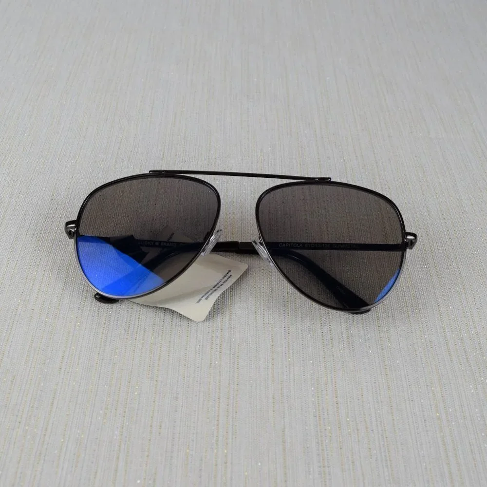 NWT Lucky Brand Capitola Aviator Sunglasses Blue